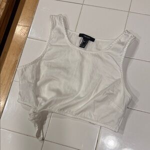 Forever 21 White Crop Top with Knot Detail